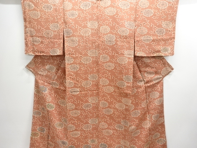 JAPANESE KIMONO / TSUKESAGE KOMON / UNUSED / CHIRIMEN / FLOWER ARABESQUE